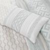 Madison Park Luxury Comforter Set-Traditional Jacquard Design All Season Down Alternative Bedding, Matching Bedskirt, Decorative Pillows, Cal King(104"x92"), Bennett, Geometric Aqua, 7 Piece view 3