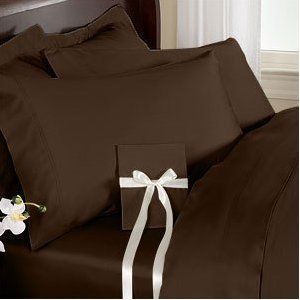 California King Size- 1200 Thread Count 4pc Bed Sheet Set, Deep Pocket, Chocolate-Brown