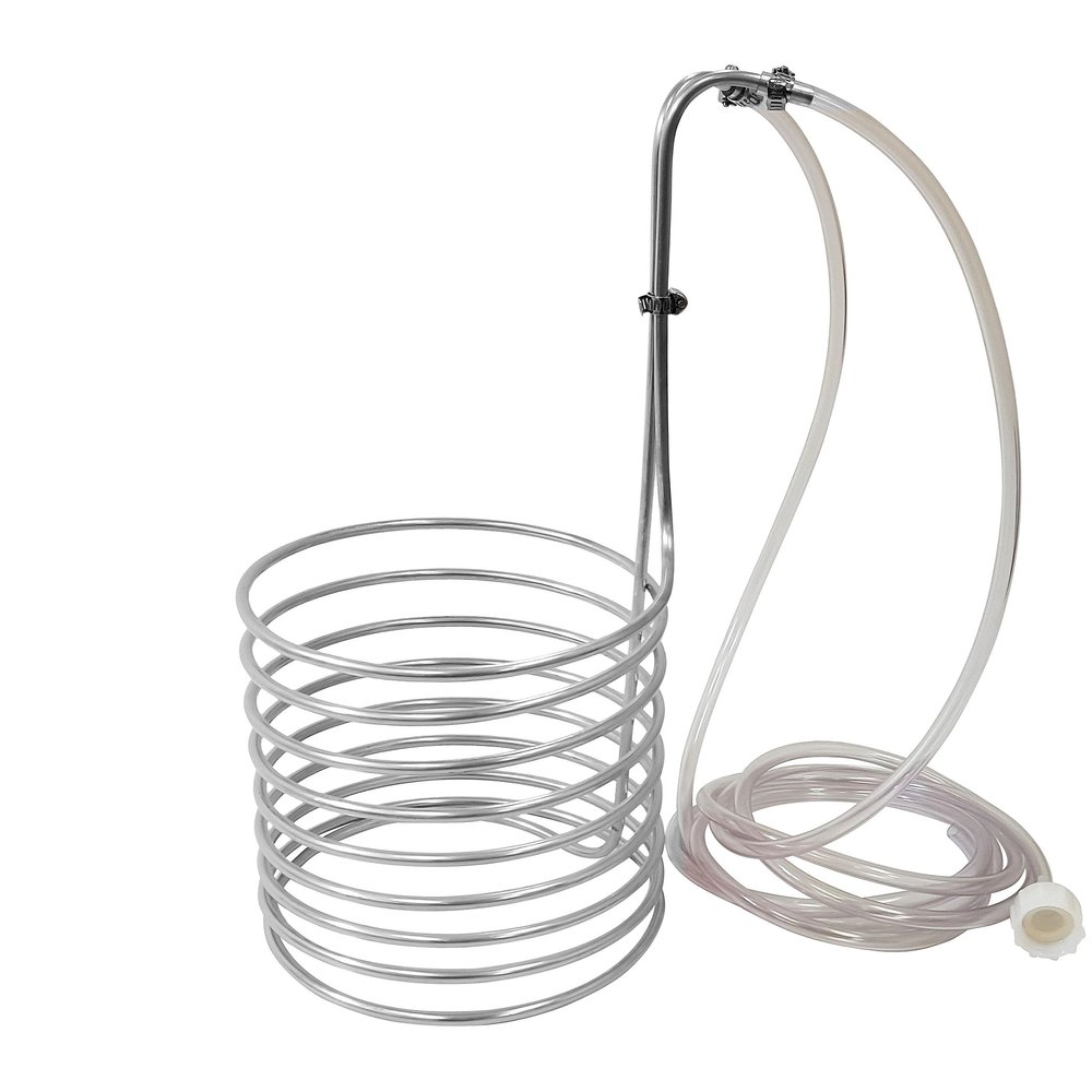 NY Brew Supply - 43237-2 Stainless Steel Wort Chiller, 1/4" x 20', Sage/Silver