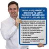 SmartSign 24 x 18 inch Play Equipment Designed To Serve Children 5-12 Years Old - Rules Of The Playground Metal Sign, 80 mil Laminated Rustproof Aluminum, Blue, Black and White, Made in USA view 2