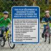 SmartSign 24 x 18 inch Play Equipment Designed To Serve Children 5-12 Years Old - Rules Of The Playground Metal Sign, 80 mil Laminated Rustproof Aluminum, Blue, Black and White, Made in USA view 3