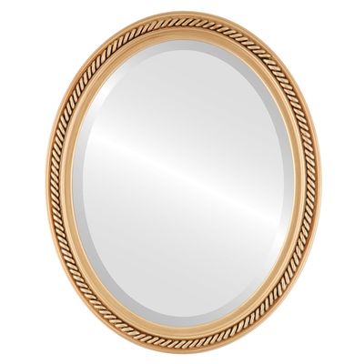 OVALCREST Oval Beveled Wall Mirror for Home Decor - Santa Fe Style - Gold Paint - 20x26 Outside Dimensions