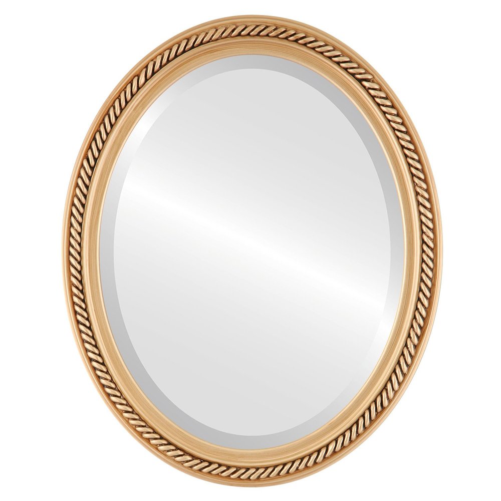 OVALCREST Oval Beveled Wall Mirror for Home Decor - Santa Fe Style - Gold Paint - 20x26 Outside Dimensions