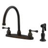 Kingston Brass KB725BLBS Vintage Gooseneck Kitchen Faucet with Brass Sprayer, Oil Rubbed Bronze, 8-3/4 inch Spout Reach view 1