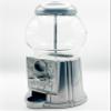 Medium Size 11" Metal and Glass Candy Gumball Machine, Silver Color view 2
