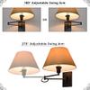 Kira Home Cambridge 15" Swing Arm Wall Lamp - Plug in/Wall Mount + Golden Bronze Fabric Shade, 150W 3-Way, Black Finish, 2-Pack view 2