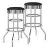 TRINITY Heavy Duty 30-Inch Backless Swivel Bar Stool for Kitchen, Garage, or Workshop, Chrome Finish with Faux Leather Seat, 2 Pack, Black view 1