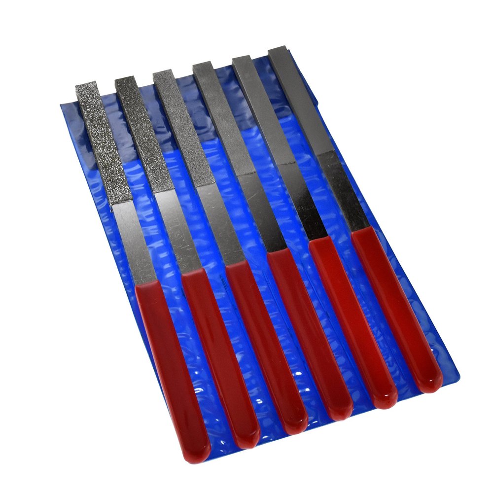 SE 6-Piece Diamond Flat File Set for Metal, Glass, Wood, and Crafts - 40 to 600 Grit - 74336DF