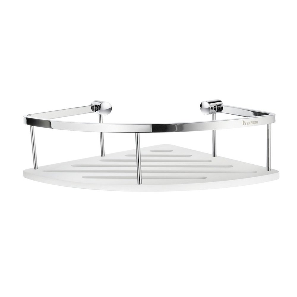 Smedbo DK3034 Design Corner Basket, Polished Chrome/White