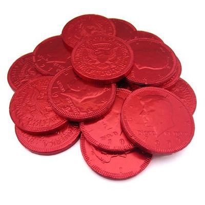 Fort Knox Milk Chocolate 1.5-inch Coins - Red Foil, 1 lb