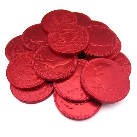 Fort Knox Milk Chocolate 1.5-inch Coins - Red Foil, 1 lb