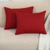 TangDepot Handmade Decorative Solid 100% Cotton Canvas Throw Pillow Covers/Pillow Shams, (12"x20", Deep Red) view 2