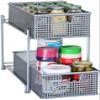 DecoBrothers 2 Tier Bathroom Storage Organizer with Pull-Out Drawer, Silver view 1