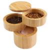 Totally Bamboo Triple Salt Cellar  3 Tier Bamboo Salt and Pepper Storage Box with Magnetic Swivel Lids, Seasoning Holder for Salt, Herbs, and Spices, 1 Cup Capacity view 1