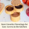 Totally Bamboo Triple Salt Cellar  3 Tier Bamboo Salt and Pepper Storage Box with Magnetic Swivel Lids, Seasoning Holder for Salt, Herbs, and Spices, 1 Cup Capacity view 2