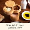 Totally Bamboo Triple Salt Cellar  3 Tier Bamboo Salt and Pepper Storage Box with Magnetic Swivel Lids, Seasoning Holder for Salt, Herbs, and Spices, 1 Cup Capacity view 3