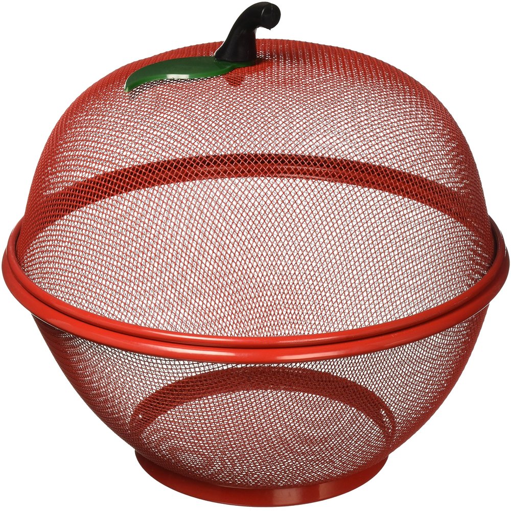 Style Asia Apple-Shaped Basket, Mesh Fruit Holder, Red