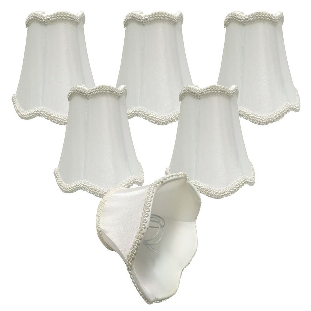 Royal Designs, Inc. CSO-1027-5WH-6 Softback Scalloped Bell Chandelier Shade with Designer Trim, 3 x 5 x 4.5, White, 6-Pack