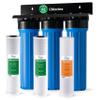 iSpring Whole House Water Filter System, Highly Reduces Sediment, Taste, Odor, and up to 99% Chlorine, 3-Stage w/ 20-Inch Sediment and Carbon Block Filters, Model: WGB32B, 1" Inlet/Outlet view 1