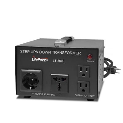 LiteFuze LT Series 3000 Watt Voltage Converter Transformer Step Up/Down - 110v to 220v / 220v to 110v Power Converter - Fully Grounded Cord - Universal Socket, CE Certified