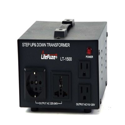 LiteFuze LT Series 1500 Watt Voltage Converter Transformer Step Up/Down - 110v to 220v / 220v to 110v Power Converter - Fully Grounded Cord - Universal Socket, CE Certified