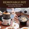 Elite Gourmet MST-250XS Electric Slow Cooker Ceramic Pot, Adjustable Temp, Entrees, Sauces, Stews & Dips, Dishwasher Safe Glass Lid & Crock, 1.5 Quart, Stainless Steel view 4