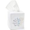 Jacaranda Living Square Tissue Box Cover, Linen/Cotton Fabric Tissue Holder, Decorative Cloth Tissue Cube Cover, Coastal Designs Coral (Duck Egg Blue) view 1
