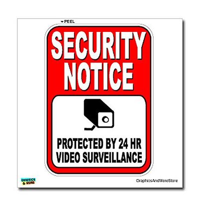 GRAPHICS & MORE Security Notice Protected by 24 Hour Video Surveillance Business Sign - Window Wall Sticker