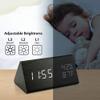 OCT17 Wooden Alarm Clock, Smart LED Digital Clock for Bedroom/desks, Upgraded with Time Temperature, Adjustable Brightness and Voice Control, Humidity Displaying - Black view 4