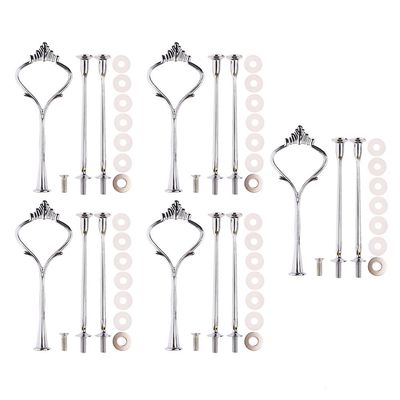 Accent Plates,Petforu 5 Sets Crown 3 Tier Cake Stand Fittings Hardware Holder for Wedding and Party - Silver
