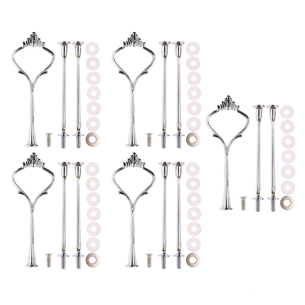 Accent Plates,Petforu 5 Sets Crown 3 Tier Cake Stand Fittings Hardware Holder for Wedding and Party - Silver