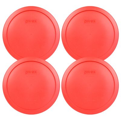 Pyrex 7402-PC 6/7 Cup Red BPA-Free Plastic Lid (4-Pack) - Made in USA