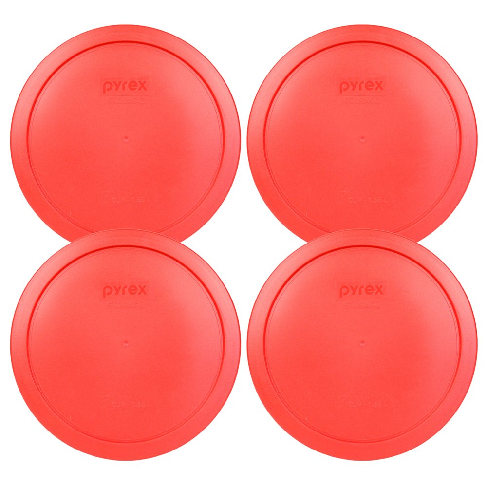 Pyrex 7402-PC 6/7 Cup Red BPA-Free Plastic Lid (4-Pack) - Made in USA