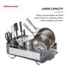 KitchenAid Large Capacity Full Size Rust Resistant Dish Rack with Angled Drain Board and Removable Flatware Caddy, Light Grey view 4