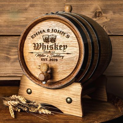 Personalized - Custom Engraved American Premium Oak Aging Barrel - Whiskey Barrel - Age your own Whiskey, Beer, Wine, Bourbon, Tequila, Rum, Hot Sauce & More | Barrel Aged (3 Liters)