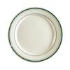 CAC China GS-16 10-1/2-Inch Greenbrier Green Band American Stoneware Round Plate, White, Box of 12 view 1