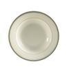 CAC China GS-3 9-Inch Greenbrier 10-Ounce Green Band Stoneware Rim Soup Plate, American White, Box of 24 view 1