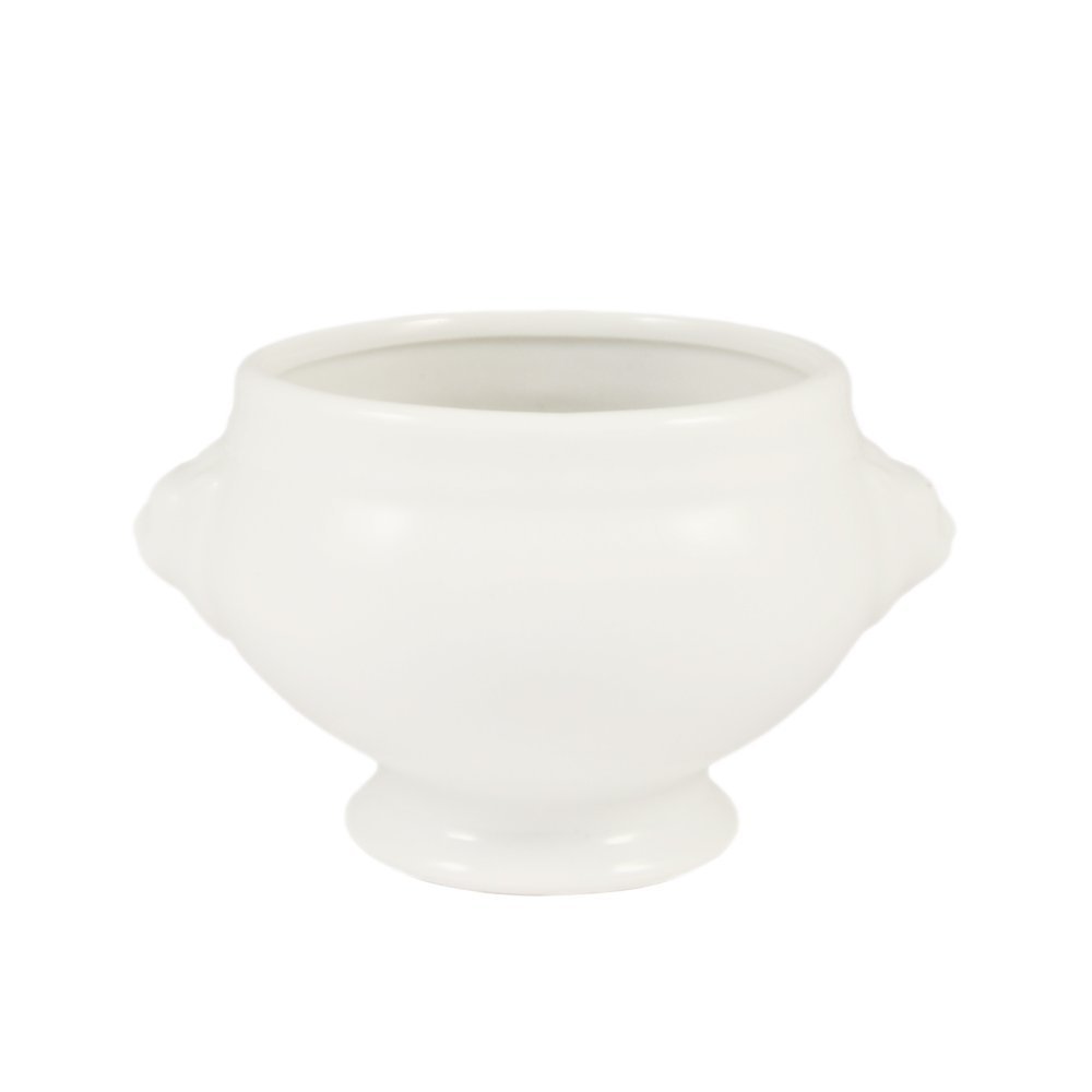 CAC China LN-12-P Lion Head 5-3/4-Inch by 4-3/4-Inch by 3-1/2-Inch 12-Ounce Super White Porcelain Lion Head Bouillon, Box of 24