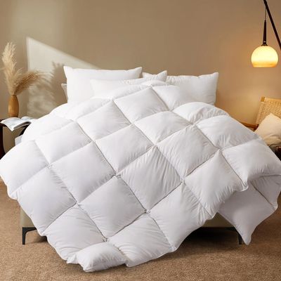 WhatsBedding Feather Comforter,Filled with Feather and Down Fiber, White Twin Size All Season Duvet Insert, Luxurious Hotel Bed Comforter,100% Cotton Cover, Medium Warmth with Corner Tabs,68x90 Inch