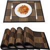 Placemats Set of 4 for Dining Table, Bamboo Place Mats for Kitchen Table Decor, Table Mats Heat Resistant & Non-Slip for Indoor/Outdoor Party, Table Placemats Set of 4 for Dinner Table Black view 1