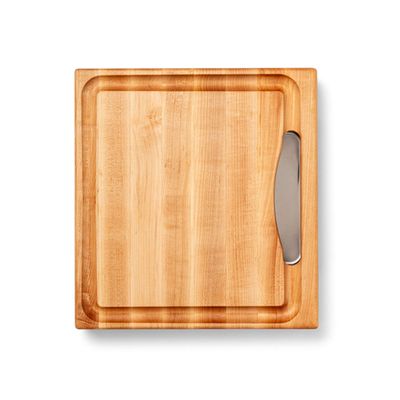 John Boos Newton Prep Master Series Rectangular Wooden Maple Cutting Board 15x14 2.25 Thick, 14-lb Reversible Butcher Block with Catch Pan, Sloped Juice Groove & Edge-Grain Made in the USA