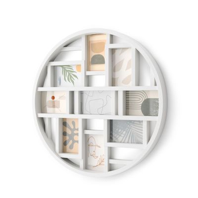 Umbra Luna Collage Picture Frame Holds Nine 4x6 Photos, Large 22-Inch Diameter, White