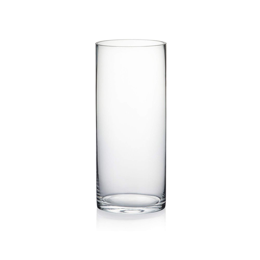 WGV Quality Thick Cylinder Vase, Diameter 5", Height 12", Clear Glass Floral Planter Container, Tall Centerpiece Arrangement for Wedding Home Decor, 1 Piece