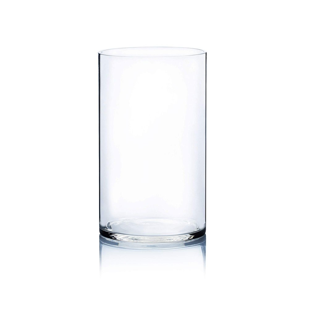 WGV Cylinder Vase, Width 7", Height 12", Clear Wide Large Diameter Flower Glassware, Floral Container, Planter Terrarium for Wedding Party Event, Home Accent Decor, 1 Piece