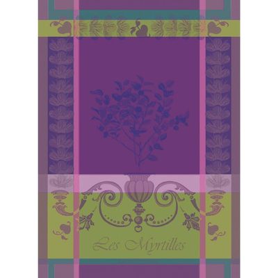 Garnier Thiebaut Myrtilles Violet (Purple Blueberries) French Kitchen Towel 22"x30", Cotton, Jacquard