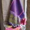 Garnier Thiebaut Myrtilles Violet (Purple Blueberries) French Kitchen Towel 22"x30", Cotton, Jacquard view 3