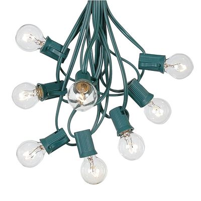 G30 Patio String Lights with 25 Globe Bulbs - Garden Hanging String Lights - Vintage Backyard Patio Lights - Outdoor String Lights - Market Cafe Bistro String Lights  Green Wire -25 Feet