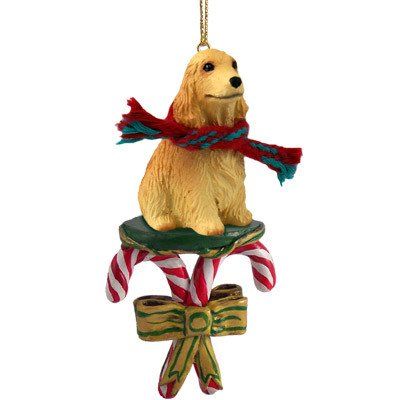 Cocker Spaniel English Blonde Candy Cane Ornament