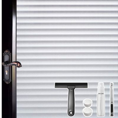 DUOFIRE Window Film Window Privacy Film, Anti UV Removable Frosted Privacy Film, Static Cling Glass Film No Glue Window Sticker for Bathroom Bedroom Office (17.4 x 78.7 inch)Blinds Pattern
