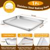 P&P CHEF 16 Inch Baking Sheet Pan with Rack Set, Stainless Steel Cookie Sheet Pan Tray with Cooling Rack for Oven Use, Cooking Roasting, Non Toxic & Dishwasher Safe, Heavy Duty view 2